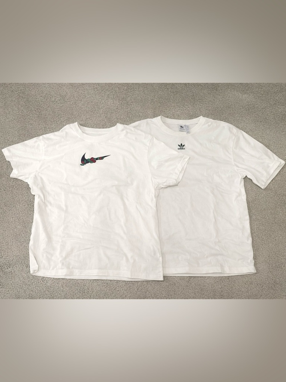 Nike + Adidas White T-Shirts Bundle (2 pcs)
